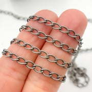 Oxidized Sterling Silver Textured Curb Chain